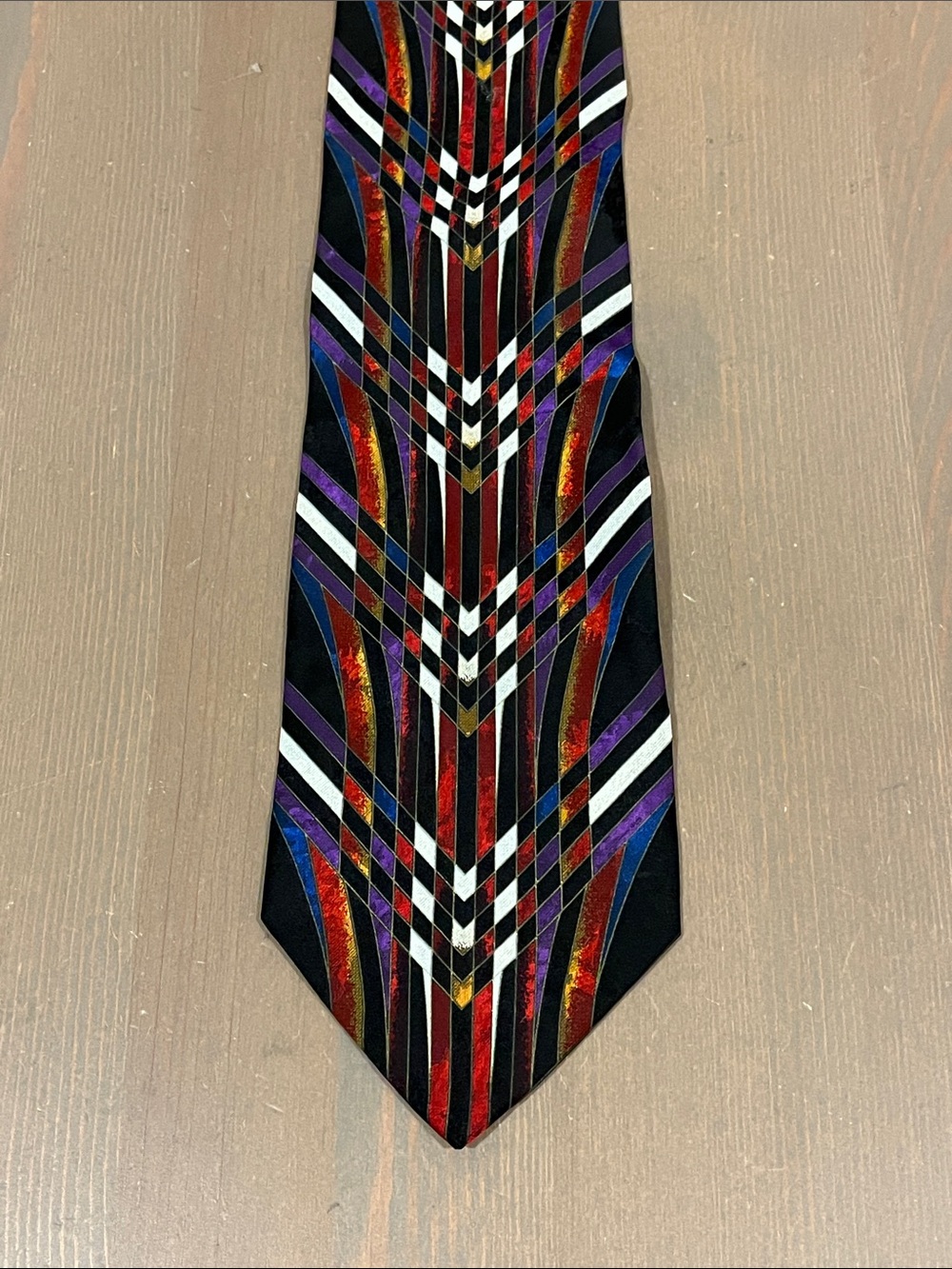 Gianni The Tie Shop Silk Mod Geo Print Chevron Stripes Italy Abstract Art Deco